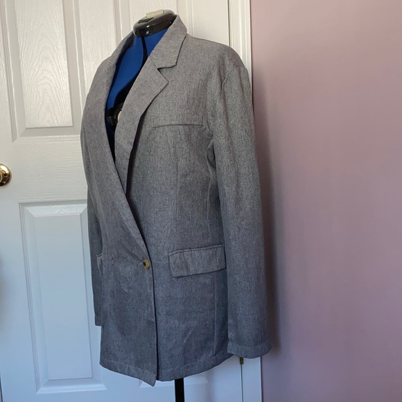 NWT - Nasty Gal Collection - Charcoal Oversized Boyfriend Blazer Size 10 - Picture 3 of 8